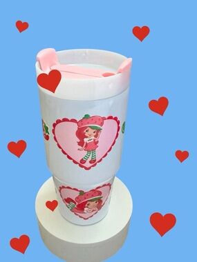 Strawberry Shortcake Pink & White Travel Tumbler